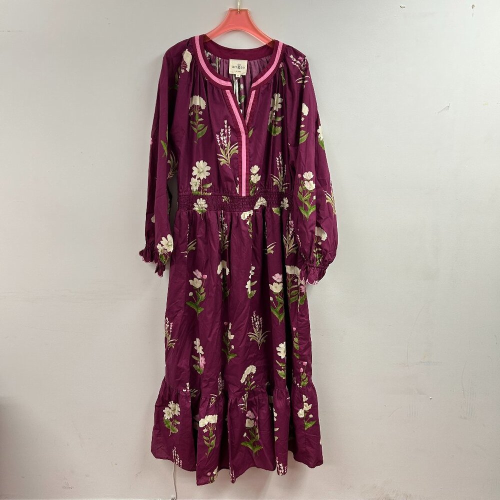 Floral Print V Neck Midi Dress with Ruffled Details - WC5347